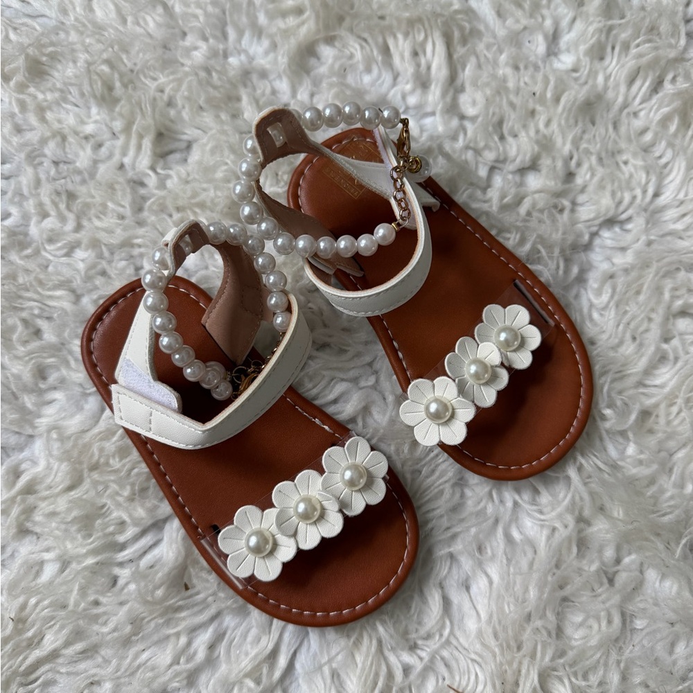White Floral Kids Sandals